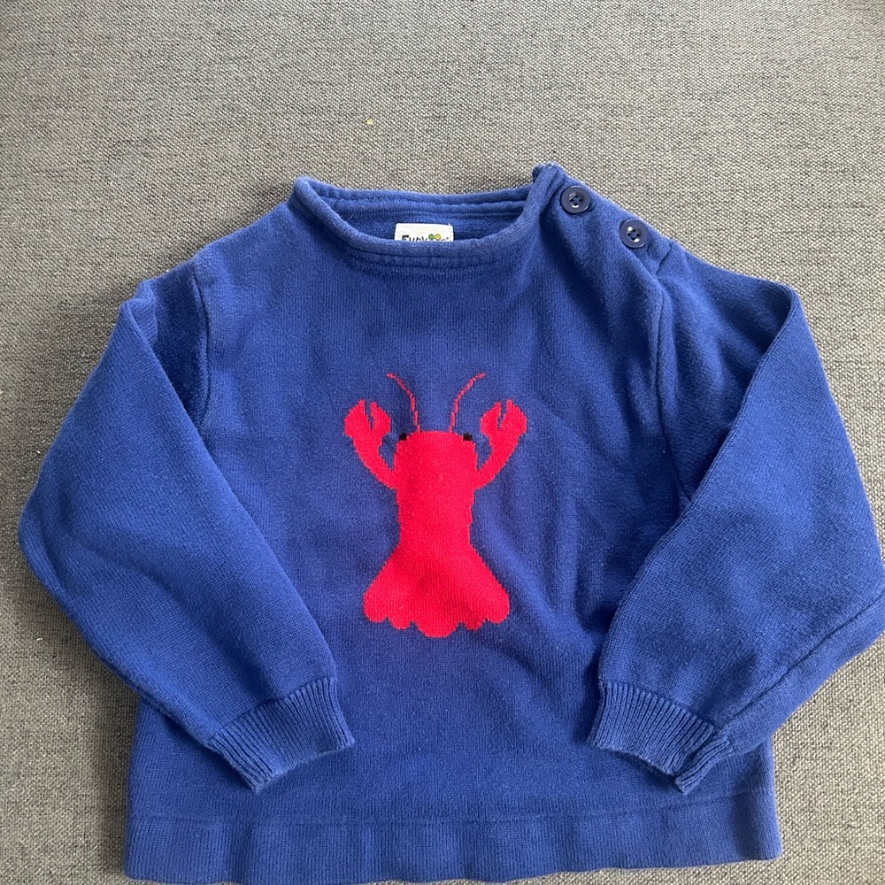 Blue Sweater with Red Lobster Design